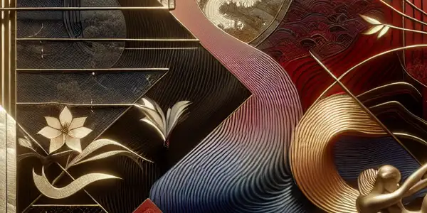 A luxurious digital environment showcasing sophisticated adult packaging with elegant Japanese motifs and a discreet, intimate atmosphere.